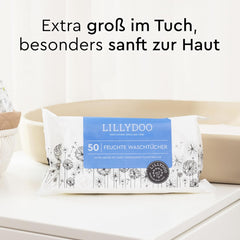 LILLYDOO Salviette umidificate 50 conteggi Salviette extra large al 100% senza plastica, senza profumo