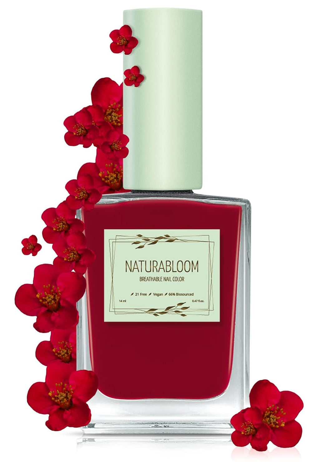 Smalto rosso ad asciugatura rapida (Poppy Red) - smalto naturale con formula vegana - traspirante, sostenibile e di lunga durata, 14 ml