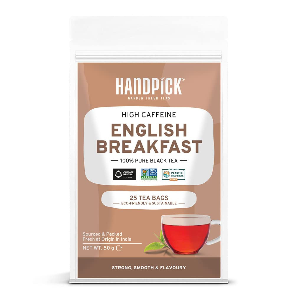 HANDPICK, pliculețe de ceai verde - 25 bucăți | 100% frunze de ceai verde pur din Himalaya, India | Plicuțe de ceai verde ecologice, preparare la cald sau rece