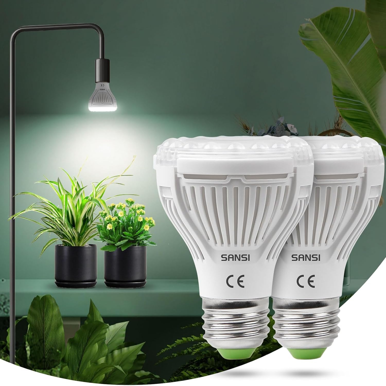SANSI Lampada LED per Piante da Interno 30W a Spettro Completo 250W Equivalente ad Alta PPFD E27 Lampada per Coltivazione 4000K 660nm Angolo del Fascio di 60° Lampada per Piante Ortaggi Fiori Coltura Idroponica