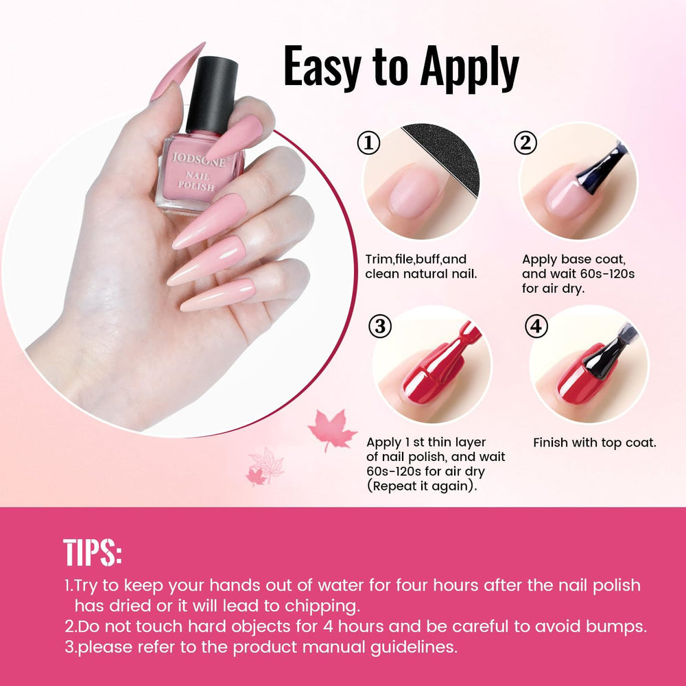 JODSONE Set di smalti per unghie da 12 pezzi Combinazione di 10 colori 2 mani di base e top coat Smalto per unghie ad asciugatura rapida per dilettanti e principianti