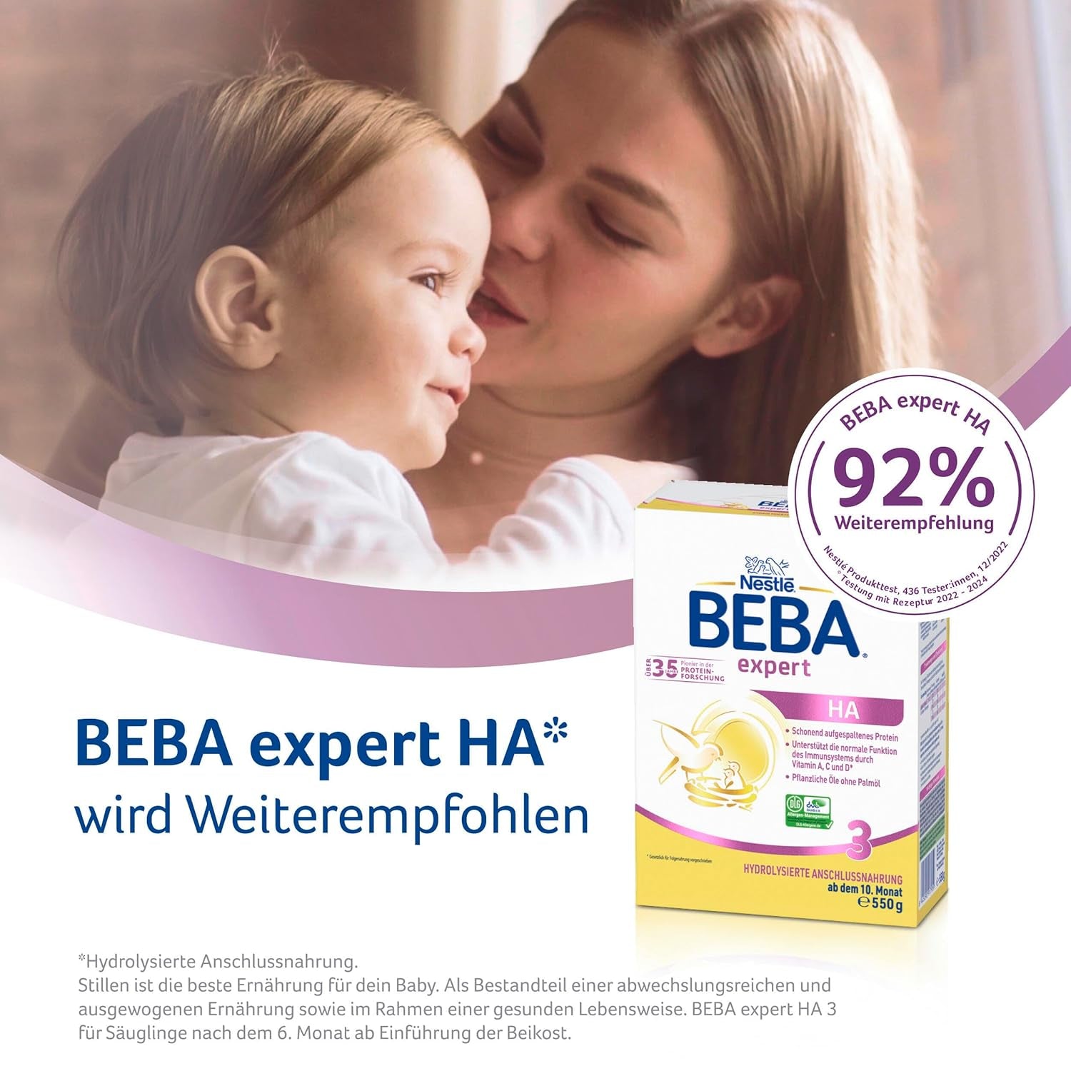 BEBA expert HA 3 Formula di continuazione idrolizzata, da 10 mesi, 1 confezione (1 x 550 g)