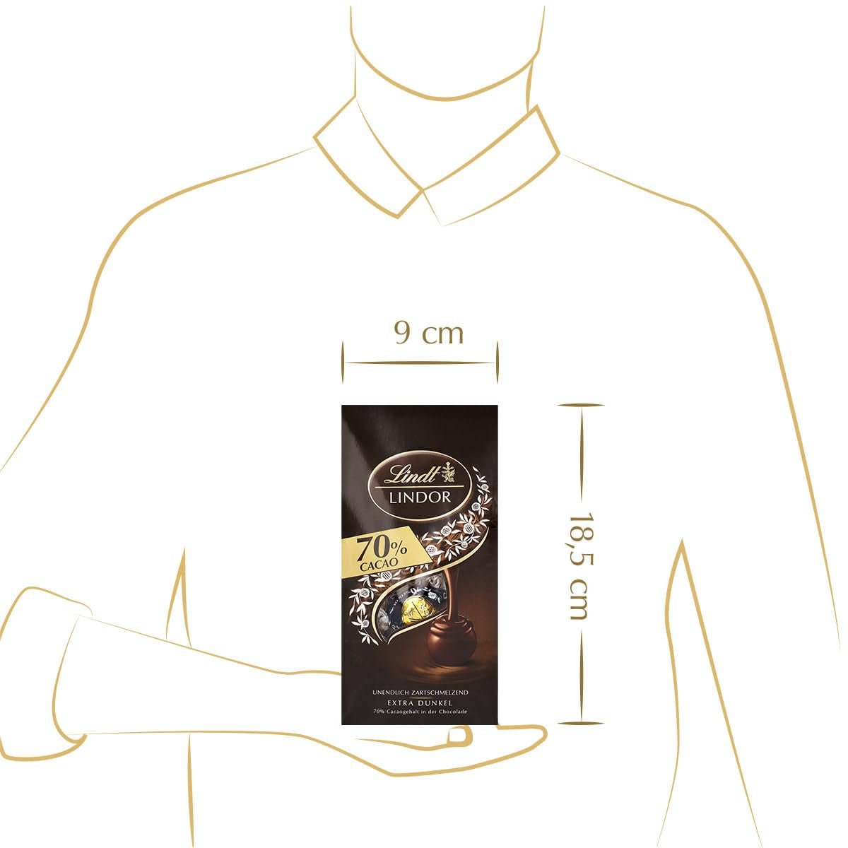 Palline di cioccolato Lindor 70% cacao extra fondente | Busta da 137 g | ca. 10 palline di finissimo cioccolato fondente con ripieno scioglievole in bocca | Regalo di cioccolato | Regalo di cioccolato