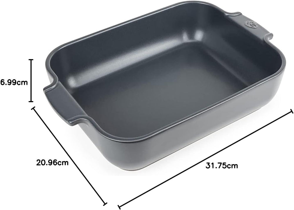 Peugeot Appolia Rechteckige Auflaufform Mit Griffen, Keramik, Schiefer / Grau, 7.2X31X21.7 Cm, Fassungsvermögen: Ca. 2 L, 60060 Stampi e teglie Naty Shop