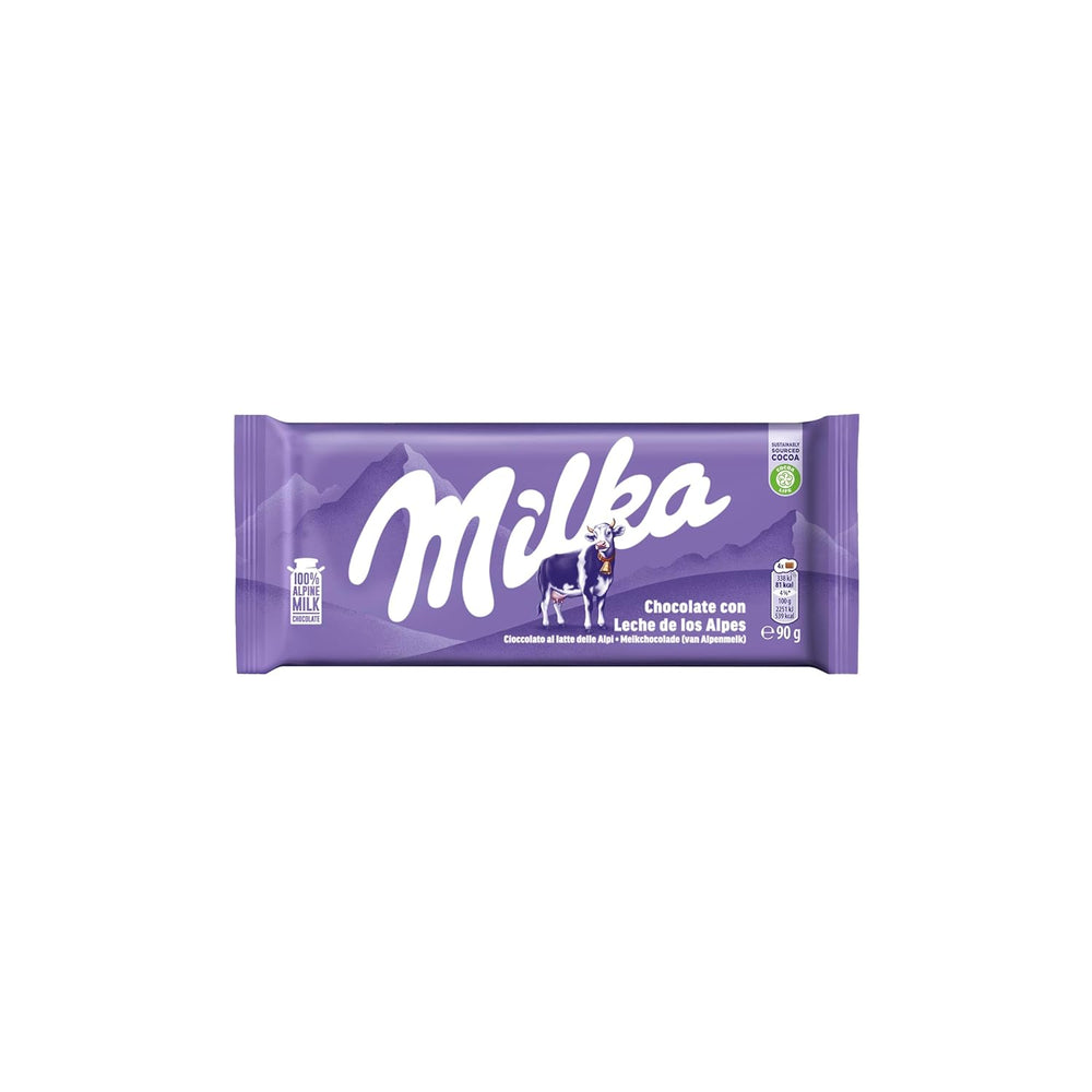Milka Cow Spots – Cioccolato al latte alpino con cioccolato bianco con motivo a macchie di mucca – 24 x 90 g