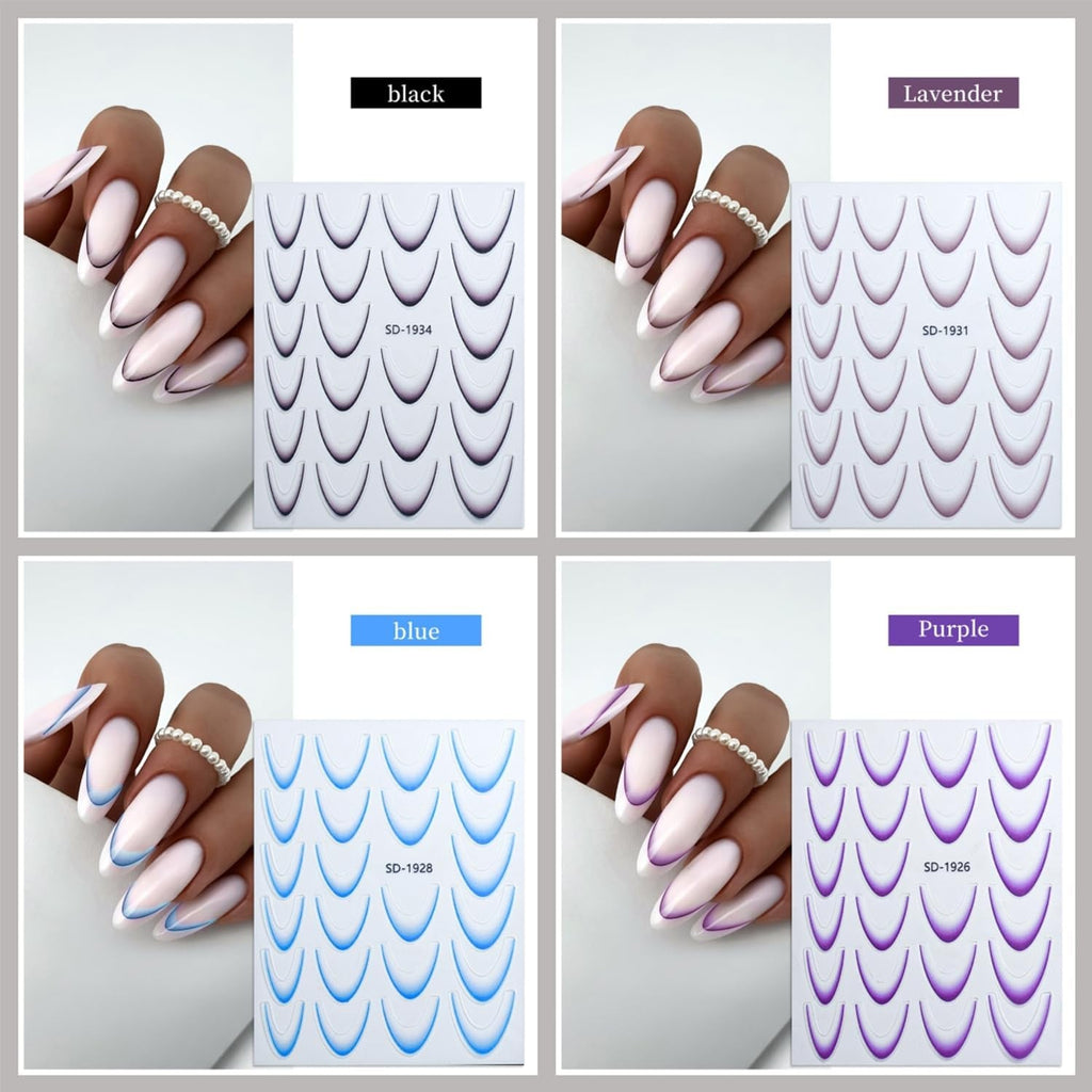 GZMAYUEN 12 culori franceze unghii autocolante 3D franceză culoare gradient unghii autocolante autoadezive unghii design unghii accesorii