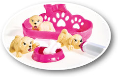 Simba 105733041 - Evi Love Puppy Love, mit DREI Babyhunden, mit Hundekorb und Zubehör, Ankleidepuppe, 12cm, für Kinder ab 3 Jahren