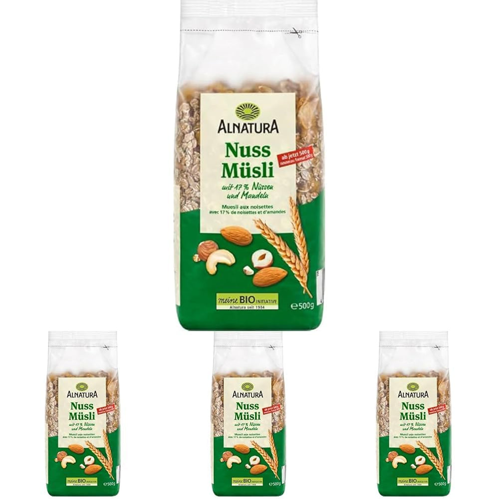 Muesli biologico con noci, 17% noci e mandorle, 0,5 kg
