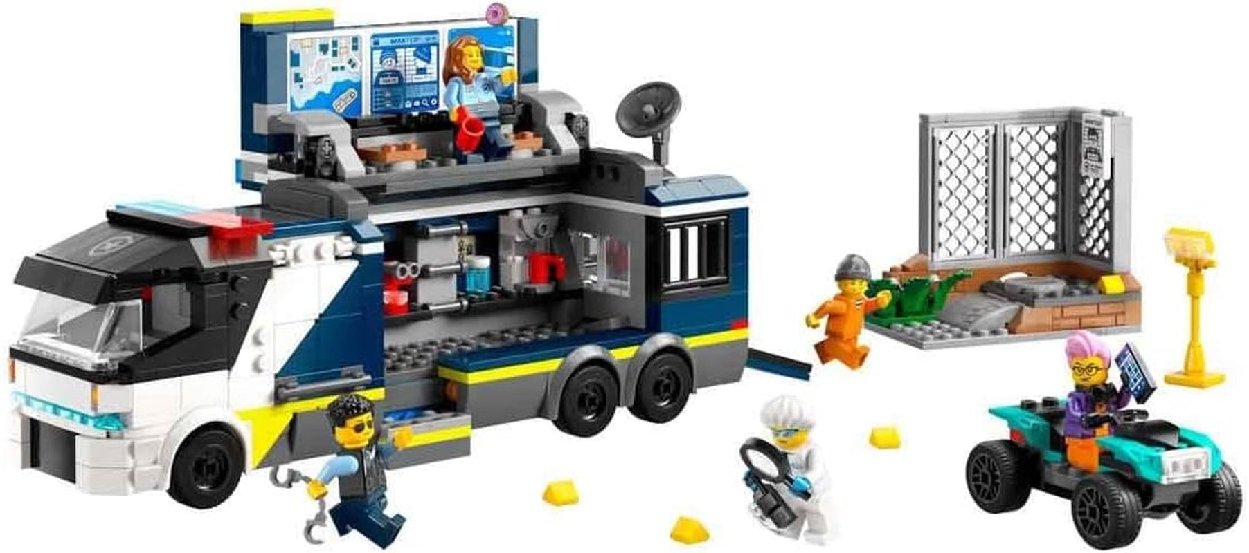 LEGO City Camion della Polizia con laboratorio, set della Polizia Quad e camion giocattolo per bambini, regalo per ragazzi e ragazze dai 7 anni in su, più 5 minifigure: 2 poliziotti, 1 scienziato e 2 ladri 60418 Set da costruzione Beuche den LEGO-Store