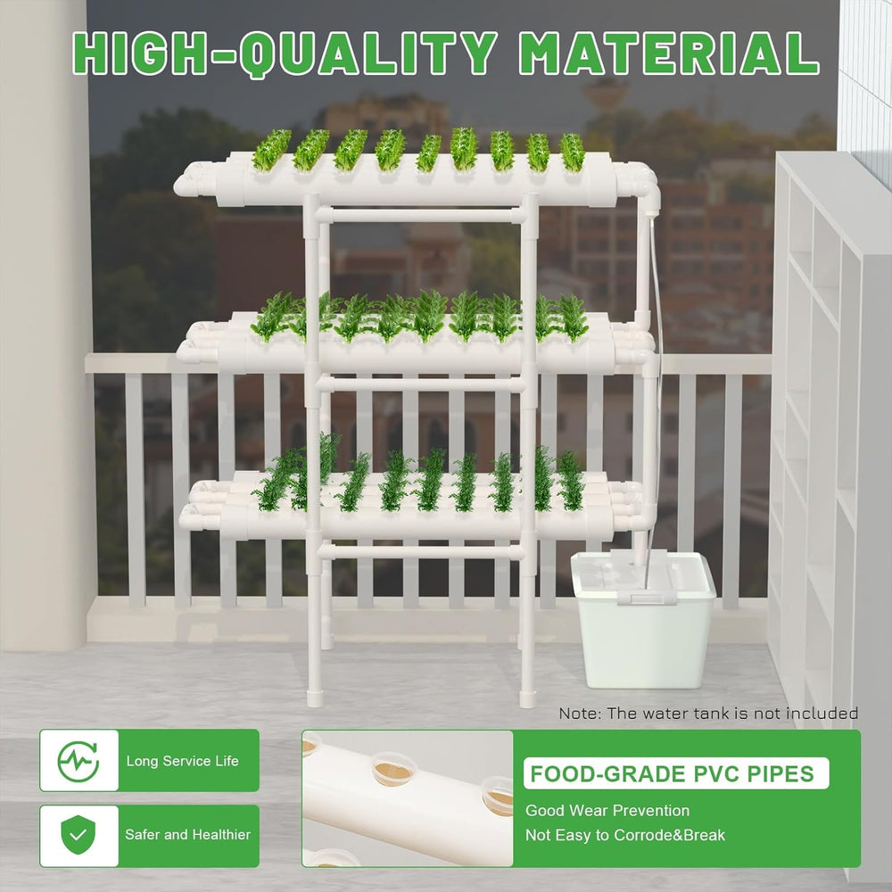 Kit di coltivazione idroponica e sistema idroponico - Sistemi di coltivazione di piante fuori suolo | Include pompa dell'acqua | Temporizzatore | Sistema di coltivazione idroponica vegetale a base d'acqua (3 strati, 108 posizioni)