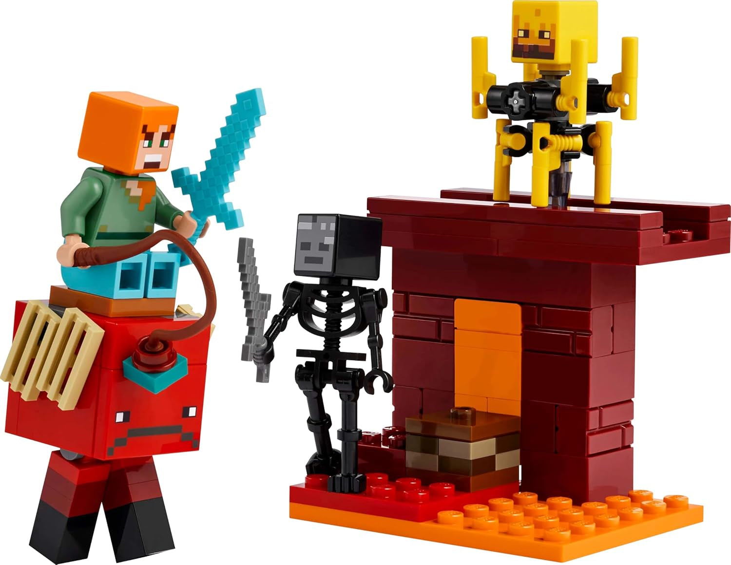 LEGO Minecraft Duello di lava nelle profondità, Giocattolo per fan dei videogiochi, Fortezza con minifigure tra cui Alex, Scheletro Wither, Lohe e Strider, Regalo per ragazze e ragazzi di 6 anni 21266 Set da costruzione Beuche den LEGO-Store