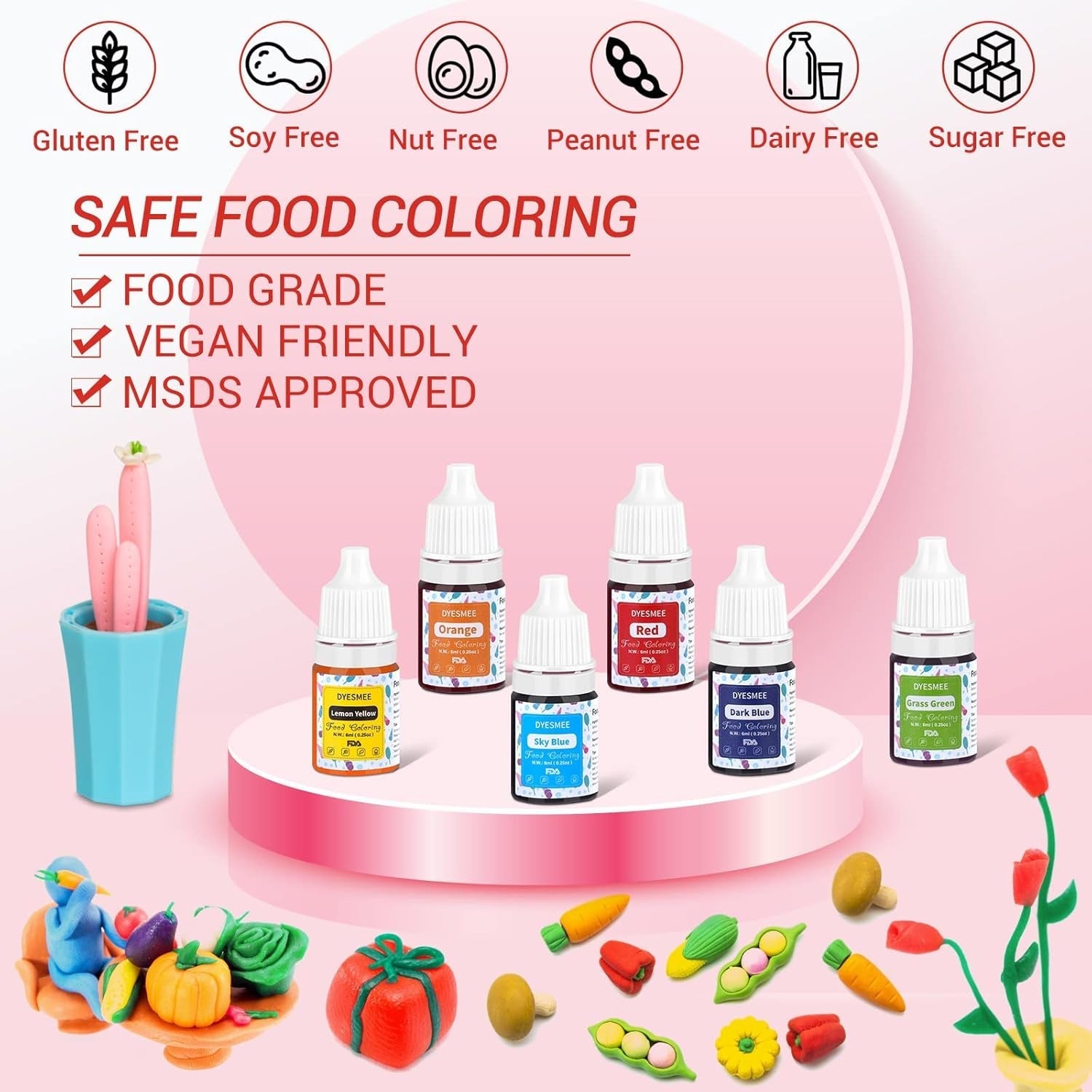Colorant alimentar lichid – 12 culori colorant alimentar foarte concentrat pentru copt, băuturi, macaroane, fondant, decorare tort, set de coloranți alimentari pentru săpunuri DIY, slime, meșteșuguri (6 ml fiecare)