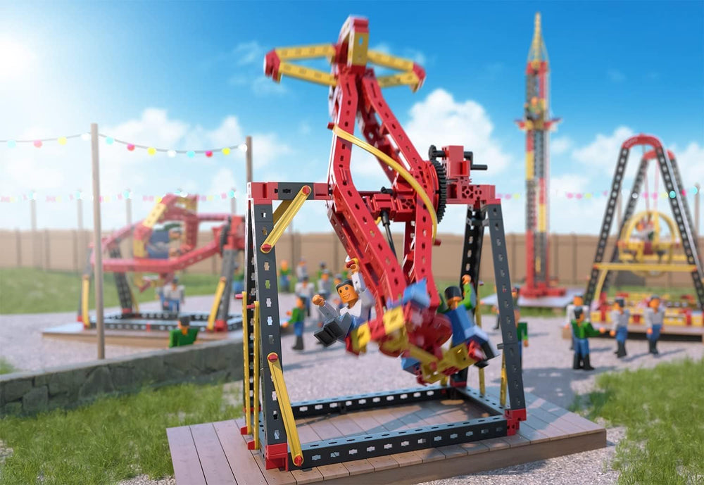 fischertechnik 569019 Advanced Crazy Rides - Bausatz Freizeitpark, Baukasten mit Karussell e Free Fall Tower, Kinder ab 8 Jahre