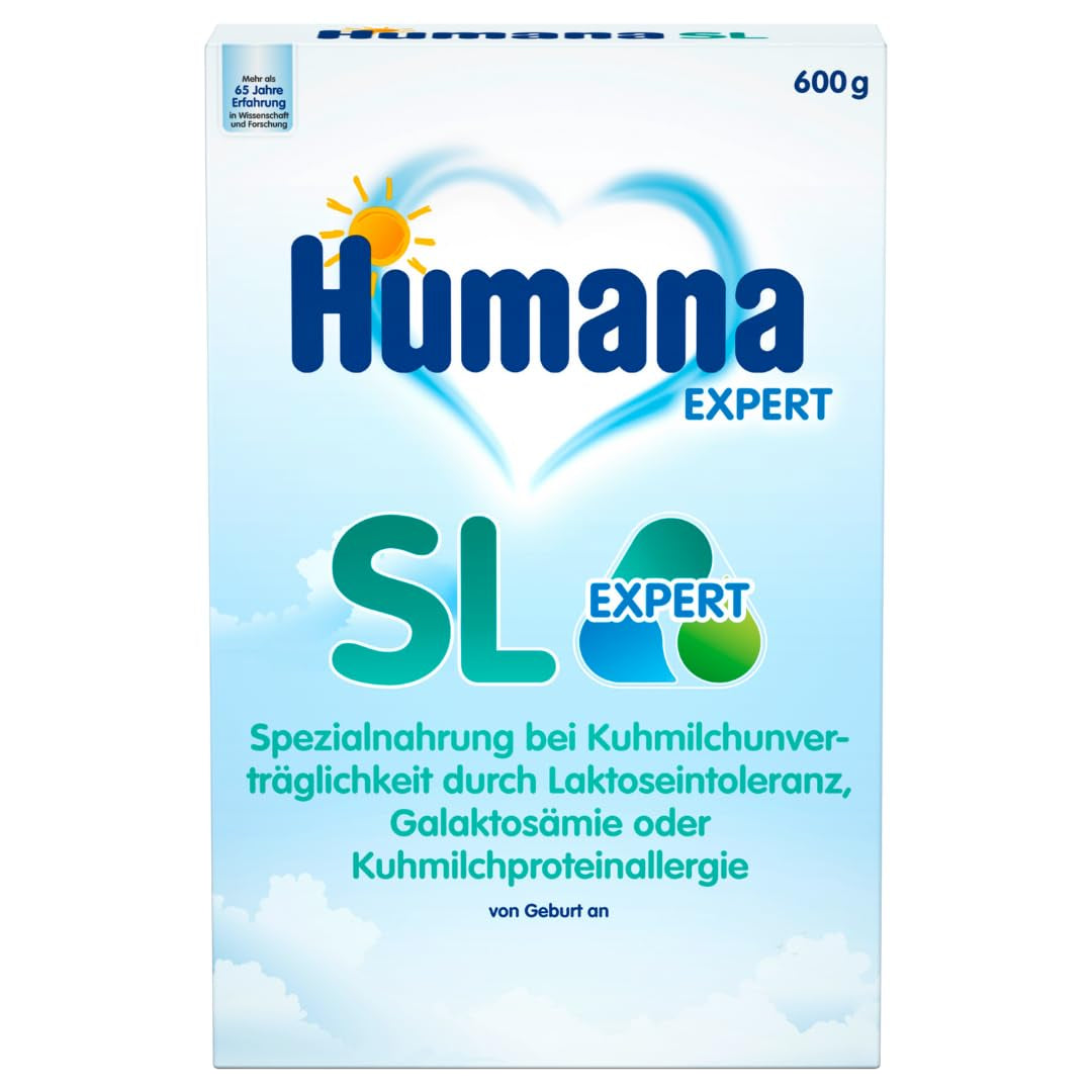 Humana SL Expert, dalla nascita, formula speciale per l'intolleranza al latte vaccino causata da intolleranza al lattosio, galattosemia o allergia alle proteine ​​del latte vaccino, per neonati e bambini piccoli, 600 g