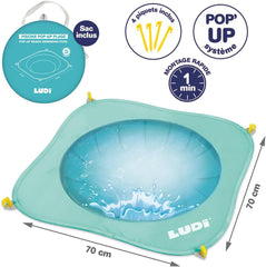 LUDI - Piscina pieghevole - Per la spiaggia - Piscina portatile per bambini - Borsa per il trasporto e clip di fissaggio - Facile da installare e riporre - A partire da 10 mesi, Turchese