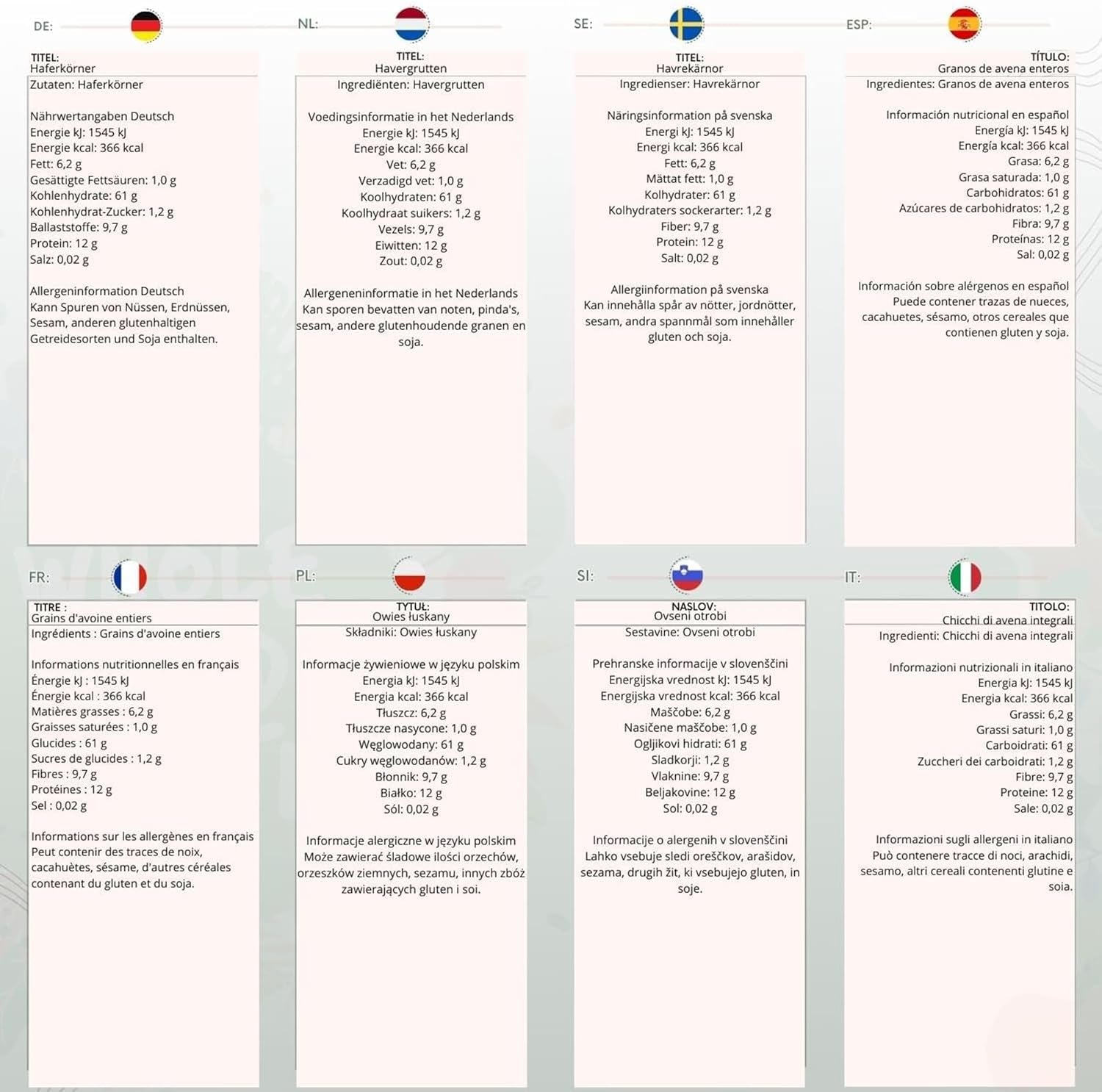 Semola d'Avena Integrale Terra 2 kg | Non OGM | Naturale | Ricco di fibre