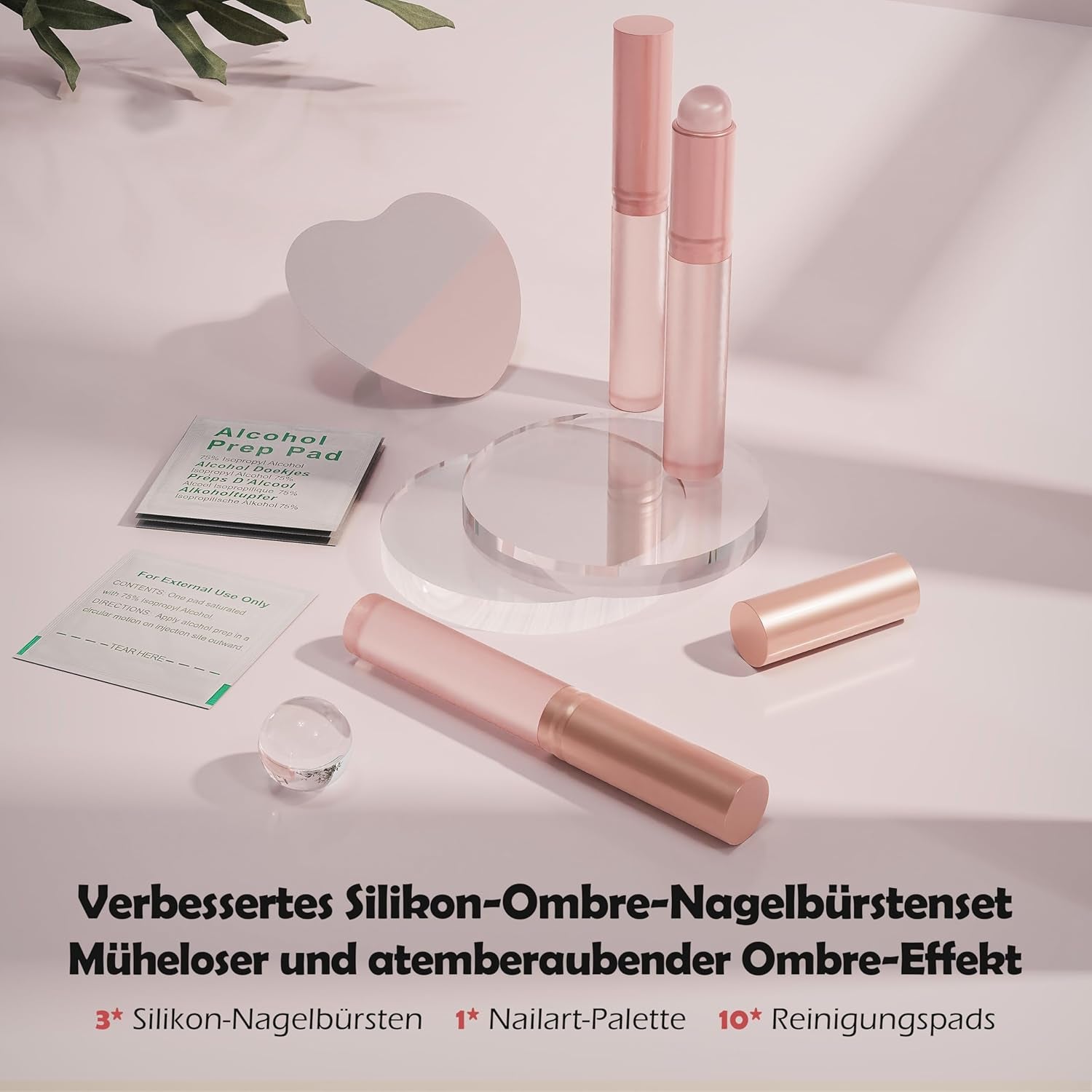 Aokitec 14 Stück Silikon Tool Nägel Pinsel Für Gel Nagellack UV, Wiederverwendbare Gel Pinsel Für UV Nagellack Chrome Nail Powder, Nail Art Zubehör Für Ombre Blush Mirror Effekt, Nägel Selber Machen