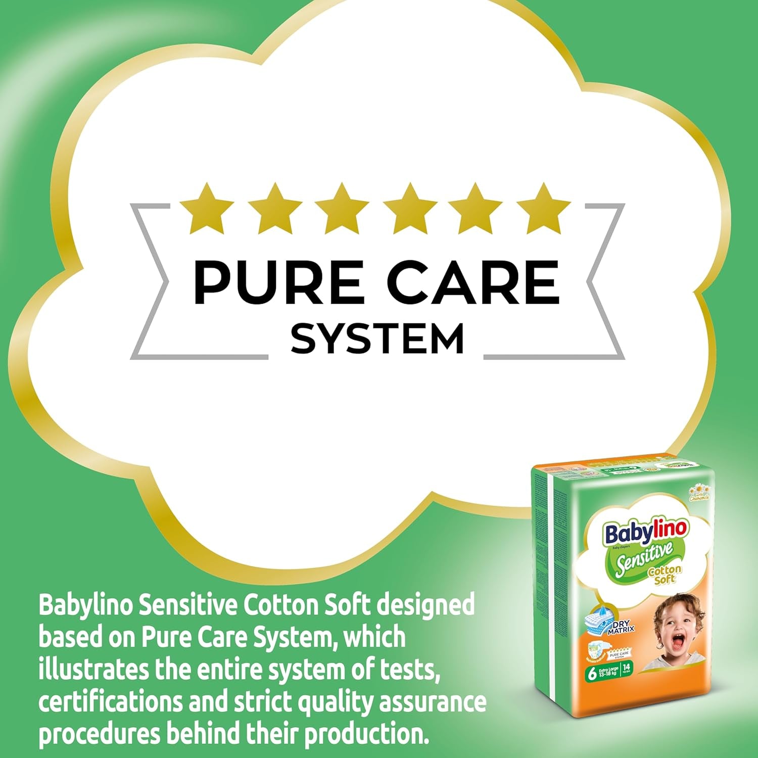 Pannolini per bambini sensibili, taglia 6, extra large (13-18 kg), 114 pannolini