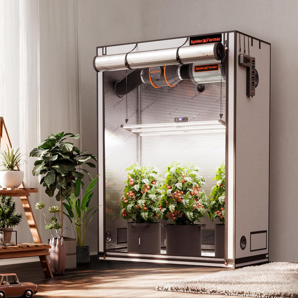 Tenda da coltivazione Spider Farmer Pro 70x140x200 cm con porta scorrevole, finestra di osservazione, pannello pavimento rimovibile, tessuto Mylar 2000D, per coltura idroponica da interni con SF4000, G4500, SE4500