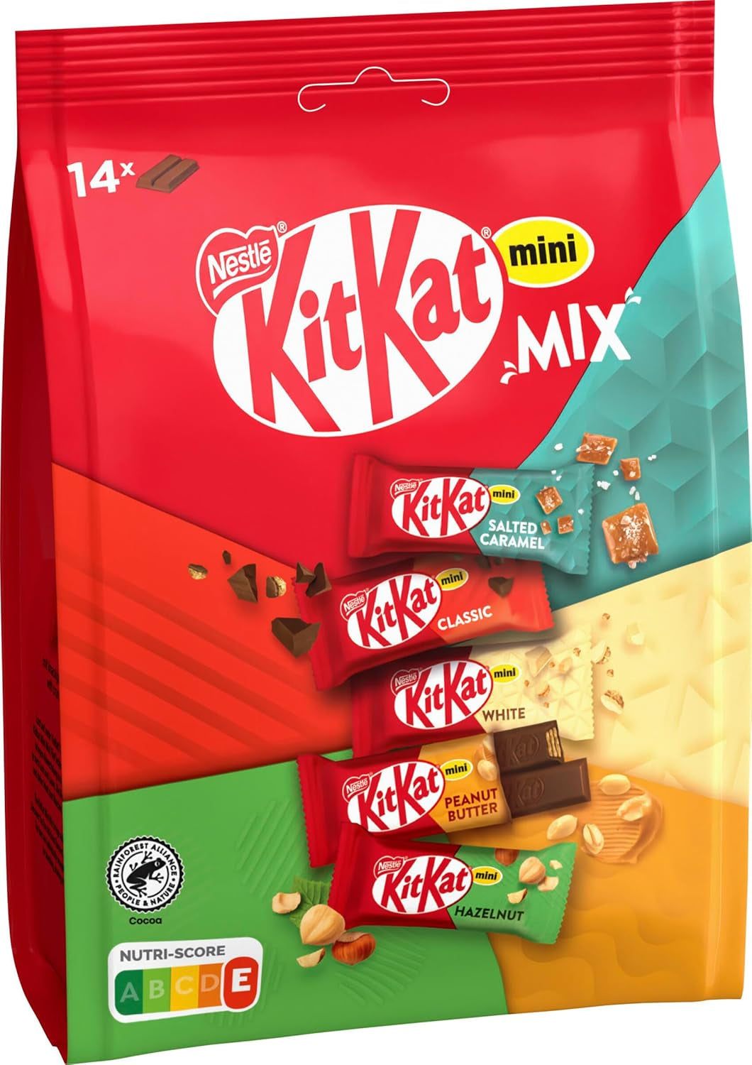 Nestlé Mini Mix KitKat Barrette di cioccolato Cinque deliziosi gusti 14 barrette 1 confezione (1 busta x 197,4 g)