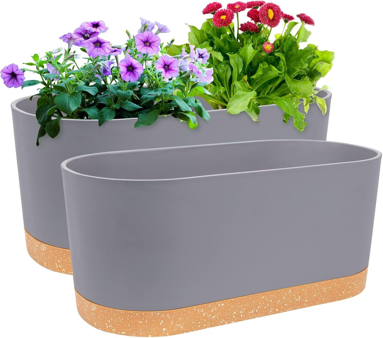 Set di 2 vasi da fiori da 12,7 cm, vasi per piante da interno con fori di drenaggio e base rimovibile, sottovasi decorativi moderni per fioriere da giardino all'aperto (Bianco 12,7 cm)