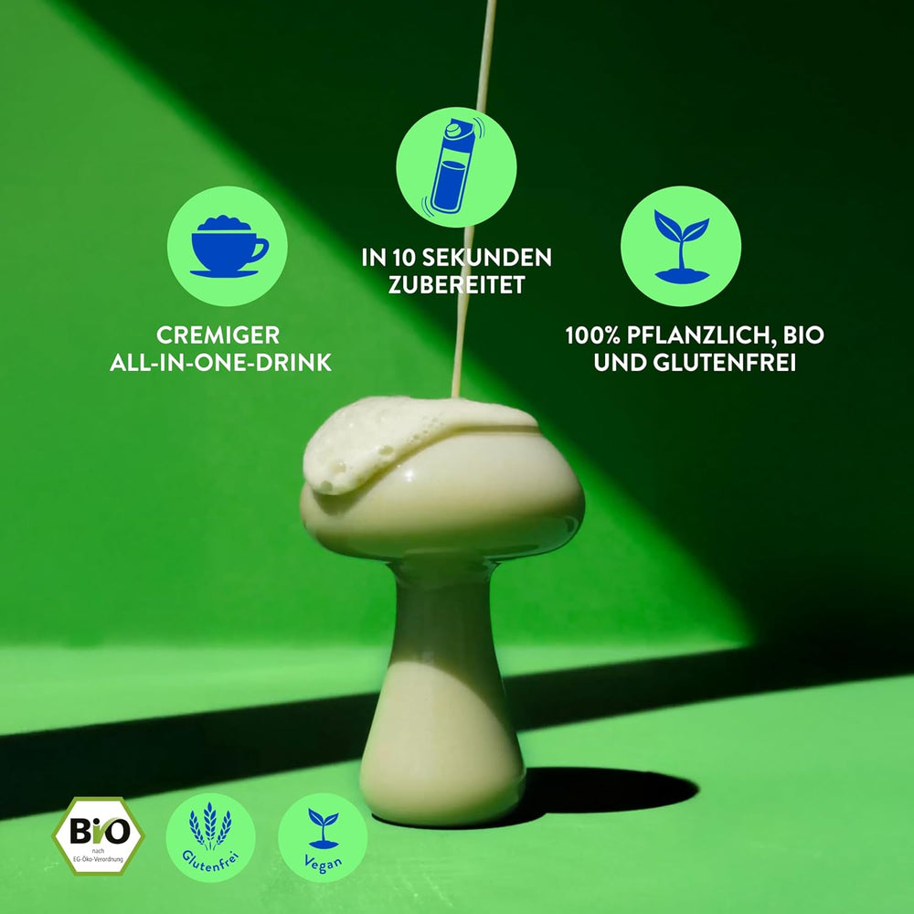 Blue Farm Bio Matcha Oat Latte auf Haferbasis ohne Zuckerzusatz - Mit dem Vitalpilz Lion's Mane - Vegan - senza lattosio e senza glutine (300 g, Matcha)
