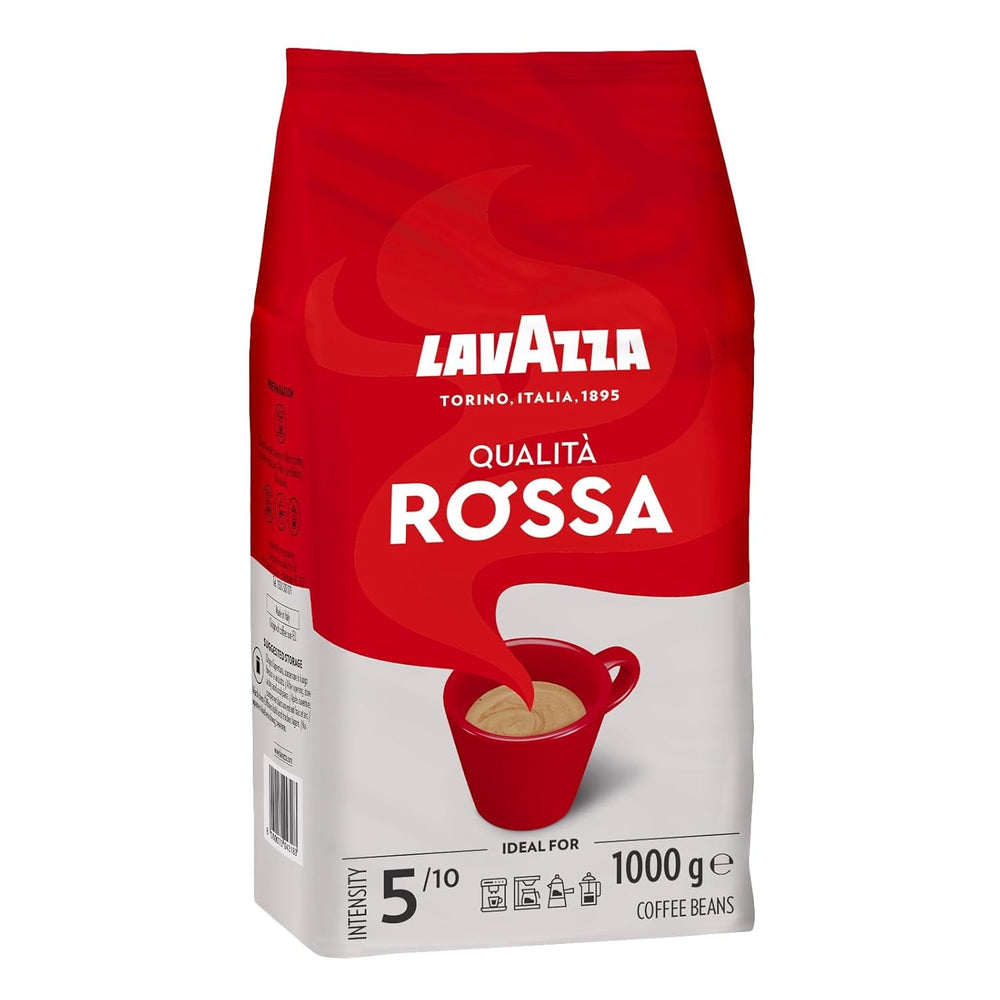 Lavazza, Crema E Aroma, boabe de cafea Arabica și Robusta, ideale pentru mașinile Espresso Cafea Naty Shop 6 x 1 Kg Qualità Rossa