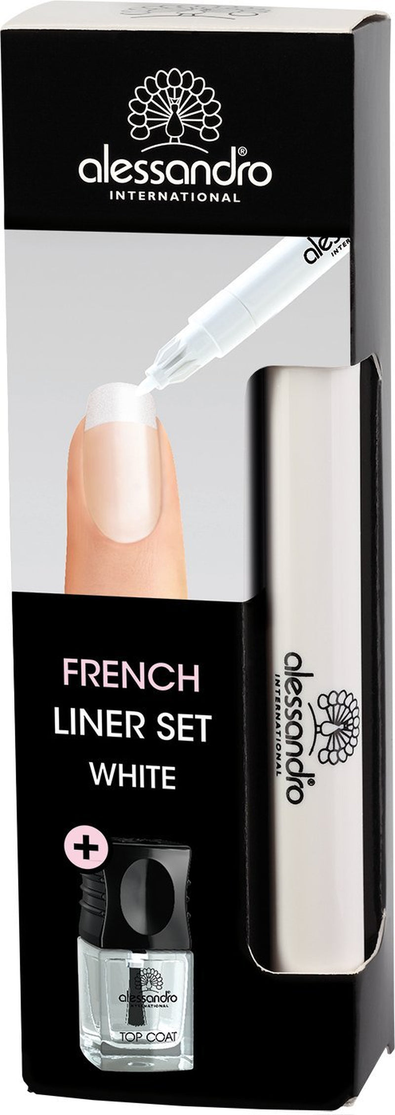Set eyeliner French Liner alessandro Effect Polish, bianco, 1 confezione (3,2 ml + 5 ml)