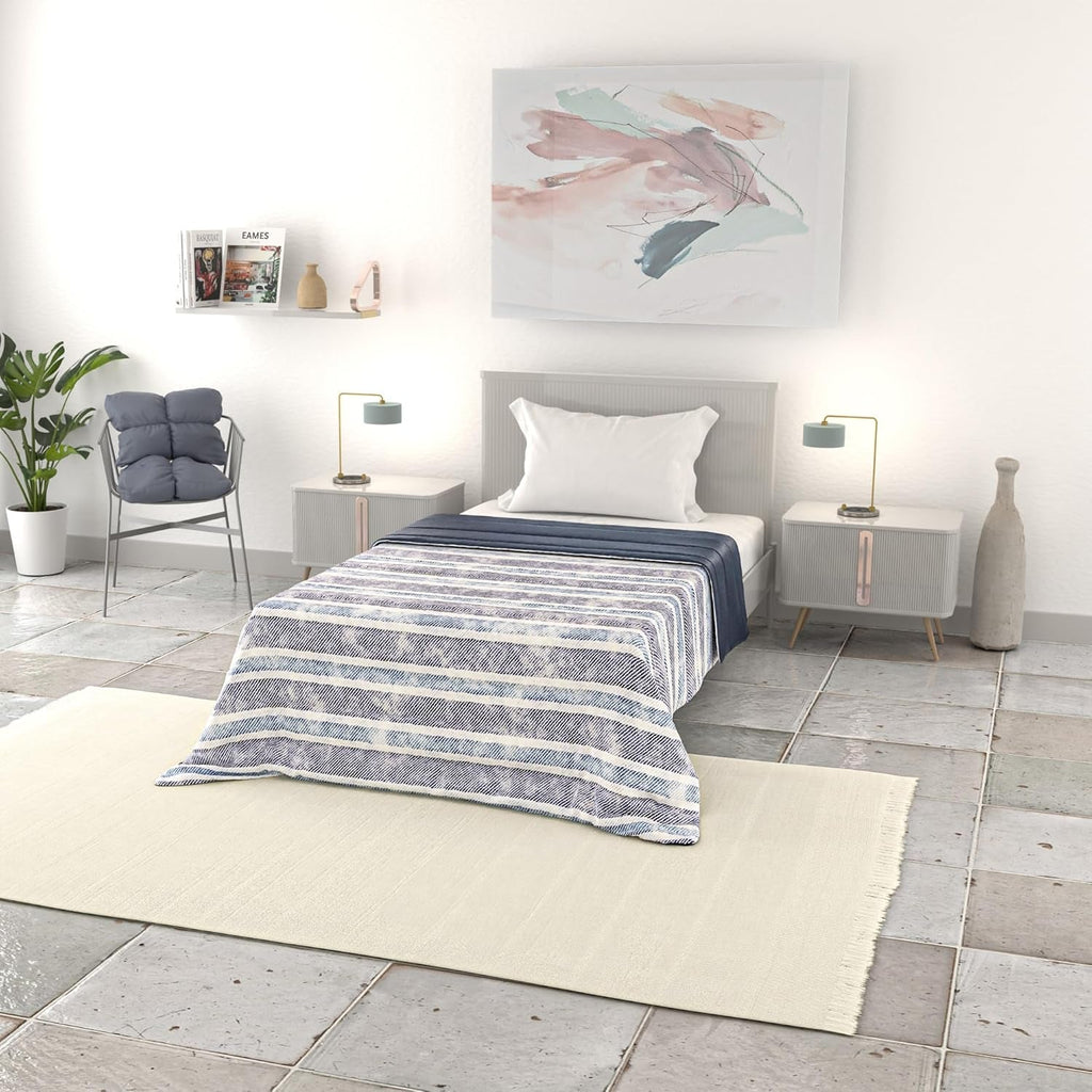 Cuvertură de vară Basic, microfibră, dungi de blugi, 200X240Cm Plapumi si pilote Naty Shop Blugi cu dungi 200X240Cm
