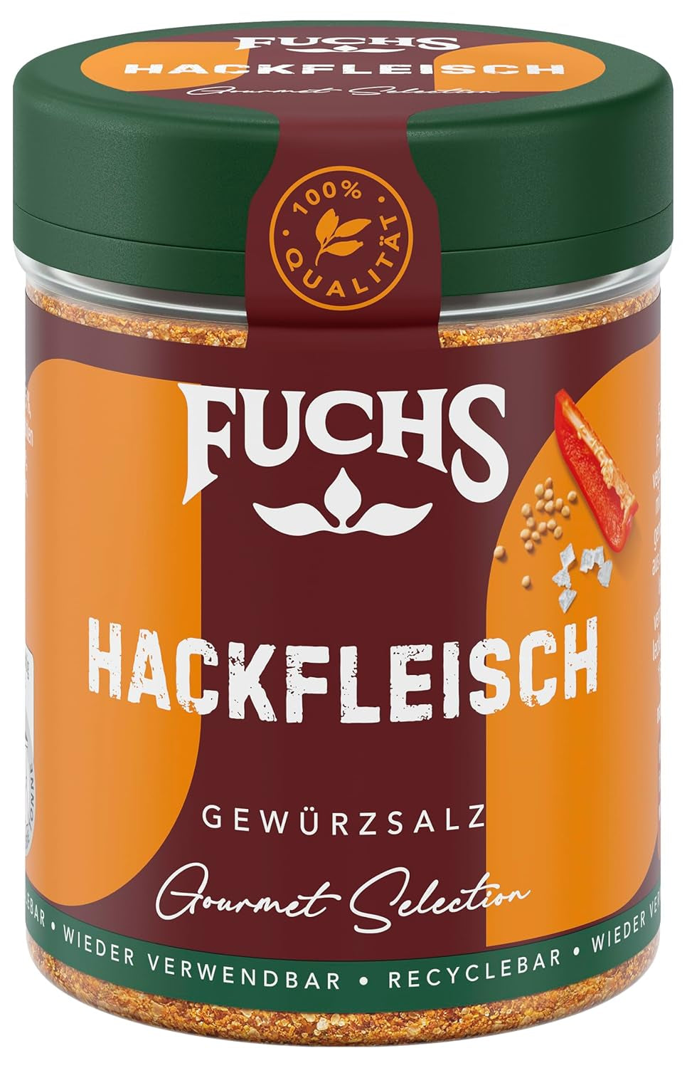 Fuchs Gourmet Selection Klassisch/Heimisch – Bratkartoffel Gewürzsalz, nachfüllbares Kartoffel Gewürz, Salz zum Würzen von Brat- & Ofenkartoffeln, Pommes Frites & Co, vegan, 70 g
