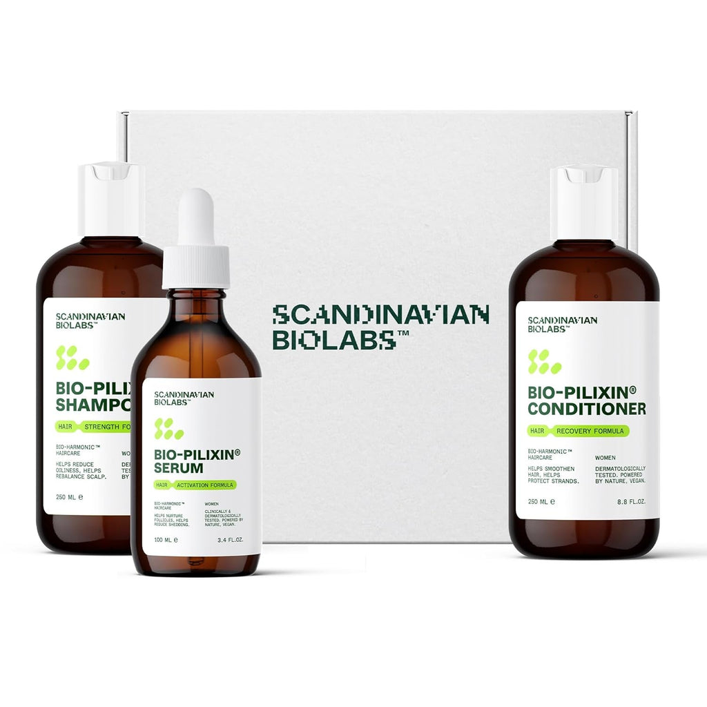 Scandinavian Biolabs Hair Growth Routine pentru femei cu rezultate dovedite clinic în 45 de zile | Tratamentul pentru căderea părului (Bio-Pilixin) Ingrijirea parului Naty Shop Bio-Pilixină
