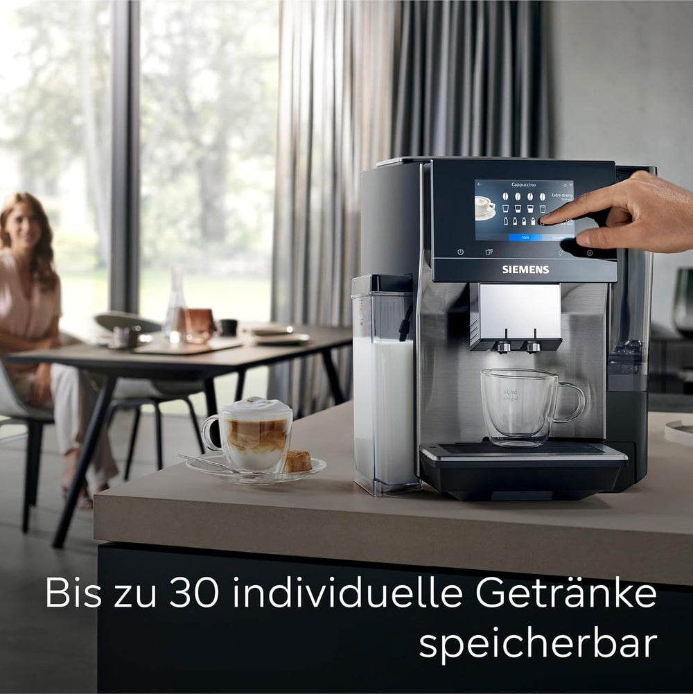 Espressor automat integral Siemens EQ700, ecran TFT color mare, 36 de băuturi calde și reci, cold brew, funcție 2 căni, control prin aplicație, sistem automat de curățare, oțel inoxidabil negru, TQ717D03