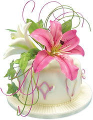 LY1002 Cutter pentru embosare cu motiv de crin cu nervuri, format mare, plastic, alb, 3 x 3 x 4 cm