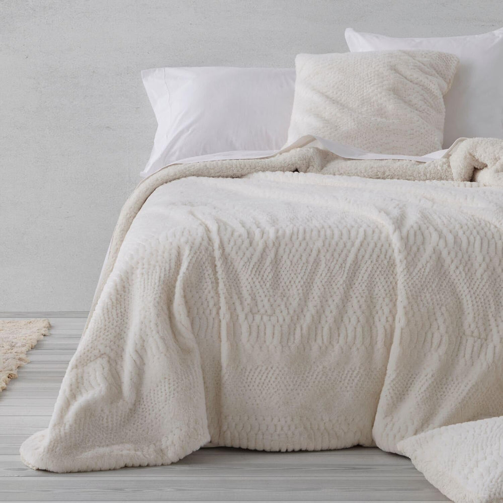 Trapunta invernale in pelle di agnello sintetica panna, Ancho 135 Cm Trapunte e Piumini Naty Shop