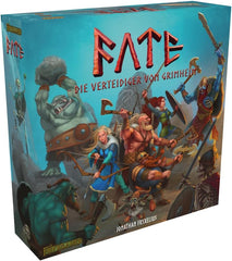 Fate: Defenders of Grimhelm, ELSNER Games, Gioco da tavolo fantasy cooperativo, Strategia di difesa della torre, 1-4 giocatori, Età 14+, Avventura epica, Eroi e magia, Gioco tattico, FryxGames