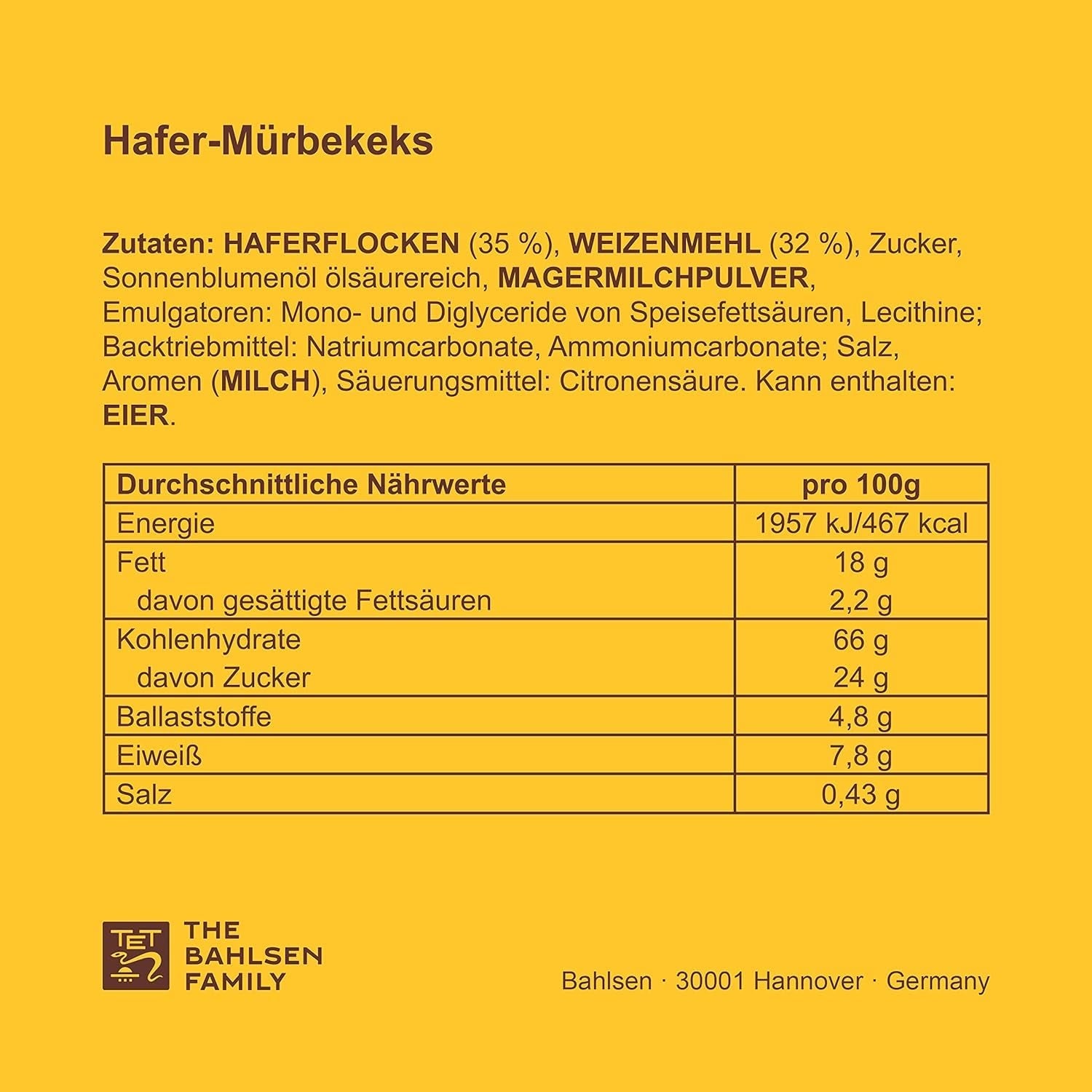 LEIBNIZ Biscuiți cu ovăz, 230 g, Biscuiți crocanți copți cu ovăz și grâu (1 x 230 g)