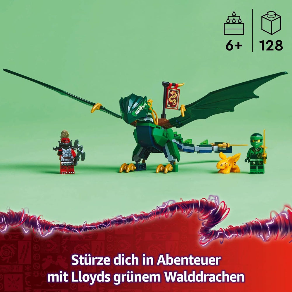 LEGO NINJAGO Lloyds grüner Walddrache - Spielzeug Drache mit 2 Minifiguren - Drachenfigur mit beweglichem Schwanz, Hals, Beine & Flügel - Geschenkidee für Jungen und Mädchen ab 6 Jahren 71829
