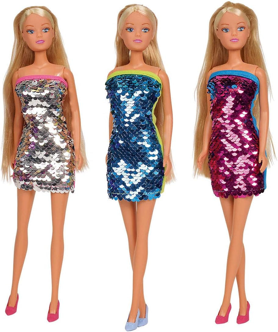 Simba 105733366 - Steffi Love Puppe im coolen Paillettenkleid, mit Swap Effekt, Wendepailletten, es Wird nur EIN Artikel geliefert, 29cm, ab 3 Jahren