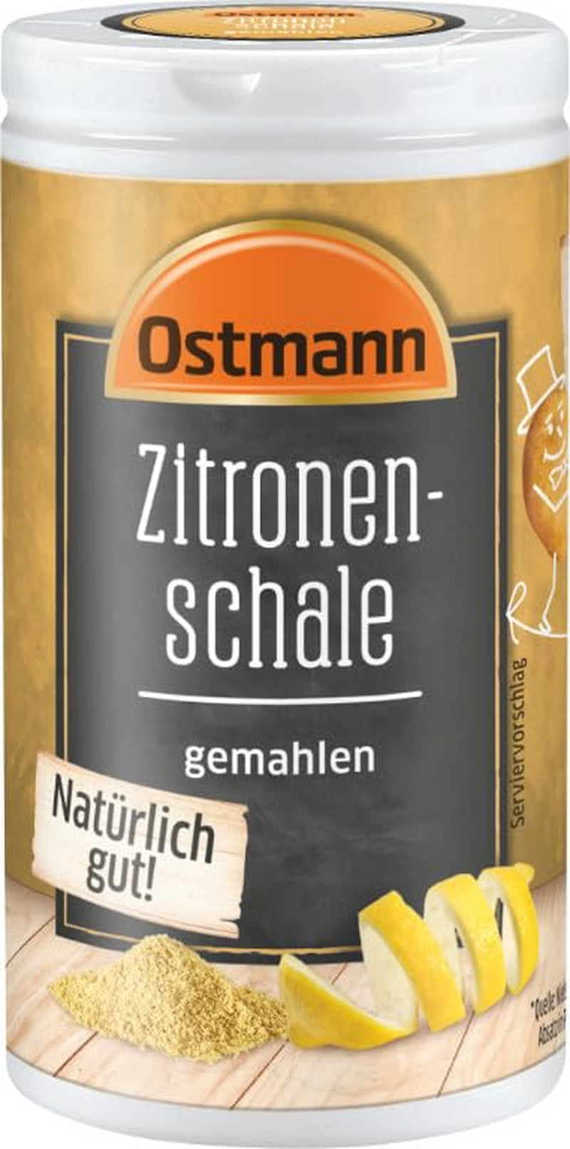 Ostmann Gewürze – Zitronenschale, gemahlene Schale für ein frisches Zitronen-Aroma, zum Backen oder Verfeinern von Soßen, Dressings & Desserts, vegan, 35 g (Verpackungsdesign kann abweichen)