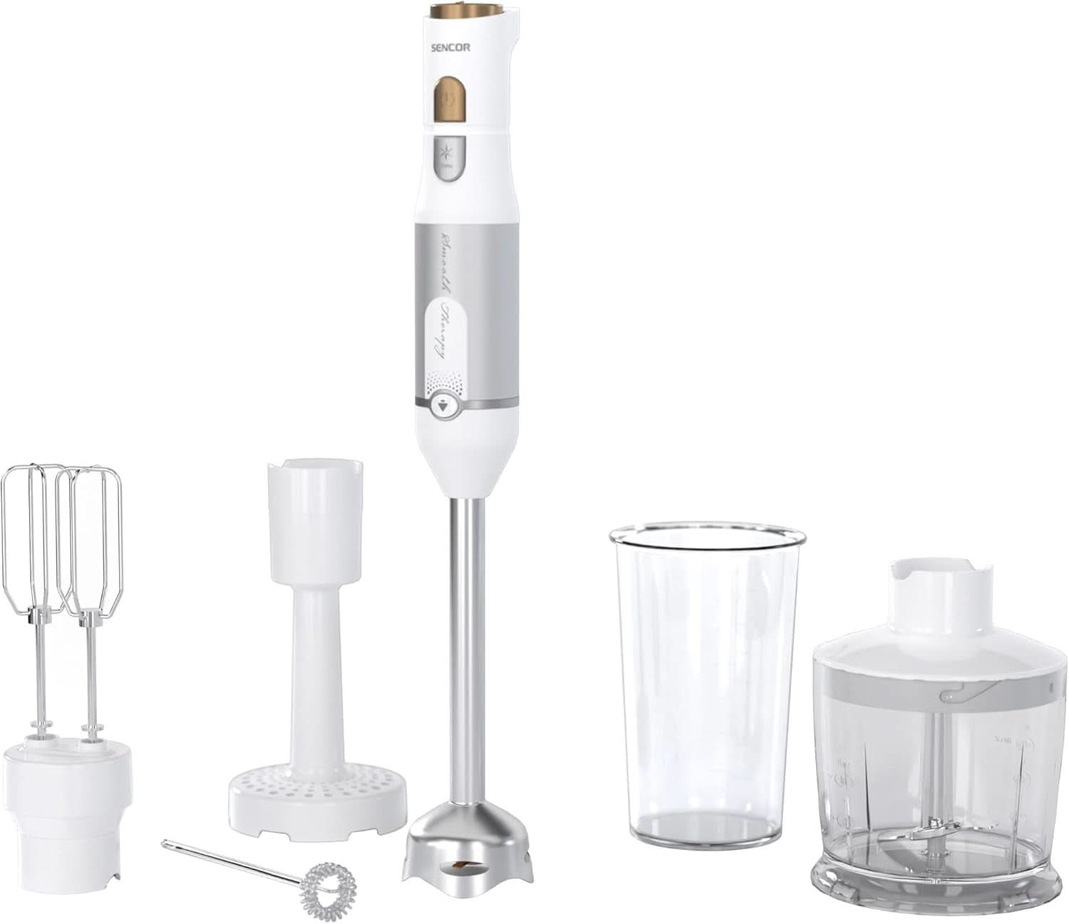 Sencor Multifunktionaler Stabmixer, Ultra-Leistungsstark, 6 in 1, 1200 W, Mit Doppel-Schneebesen, Zerkleinerer & Mousseur, Kartoffelstampfer, Quadblade-Klingen Aus Titan, Stufenlose Bucatarie Naty Shop