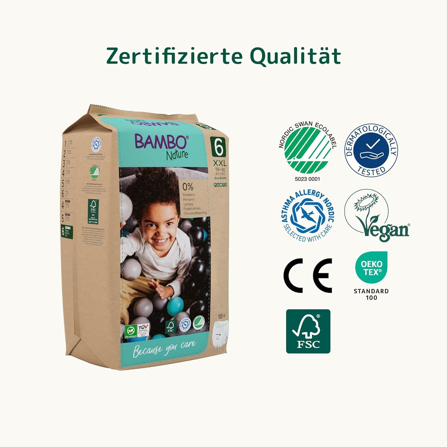 Pannolini per bambini Bambo Nature, taglia 6 (15+ kg) - Confezione mensile da 90 | Pannolini per neonati con protezione dalle perdite migliorata | Massimo comfort e libertà per i bambini attivi | Pannolini dermatologicamente testati