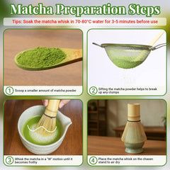 Set Matcha Alyvisun, Set de Ceai Matcha cu 5 Piese cu Tel Matcha și Suport pentru Tel Matcha, Linguriță, Lingură de Ceai, Set Tel Matcha pentru Iubitorii de Matcha, Ideal pentru Începători și Entuziaști