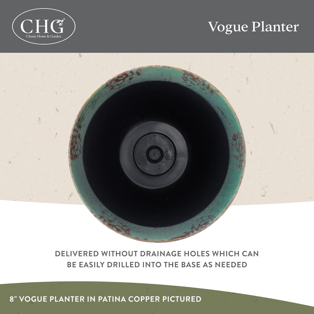 Ghivece de plante Vogue clasice pentru casă și grădină, cu finisaj ceramic de calitate, ghivece de flori moderne pentru utilizare în interior/exterior, jardiniere de verandă rezistente la UV, ghiveci decorativ pentru flori/ierburi (20,3 cm, verde salcie)