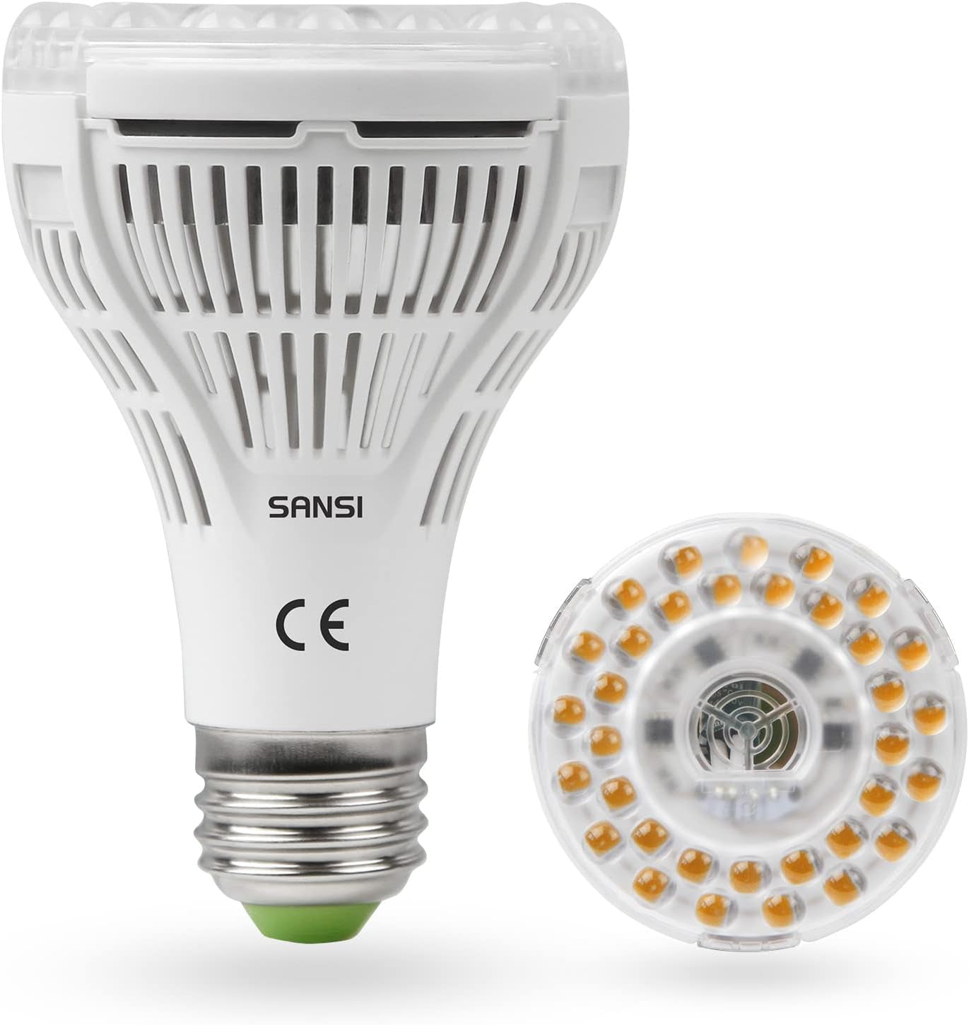 SANSI 36W Spettro completo E27 Pianta da interno LED Coltiva la luce Alta PPFD Lampade per coltivazione per serra Giardino Fiore Verdura idroponica Dimensioni Ø11,5 * 13,3 cm