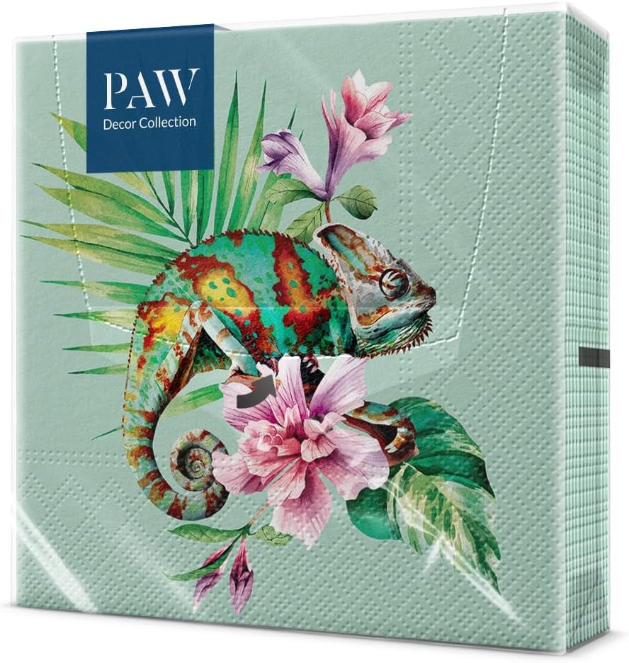 PAW - Șervețele 3 straturi (33 X 33 Cm) I 20 bucăți I Perfect pentru zile de naștere, petreceri, nunți, comuniuni și sărbători I Decorațiuni de masă șervețele de hârtie colorate - Monkey Jungle Fauna & Flora I Monkey Fun