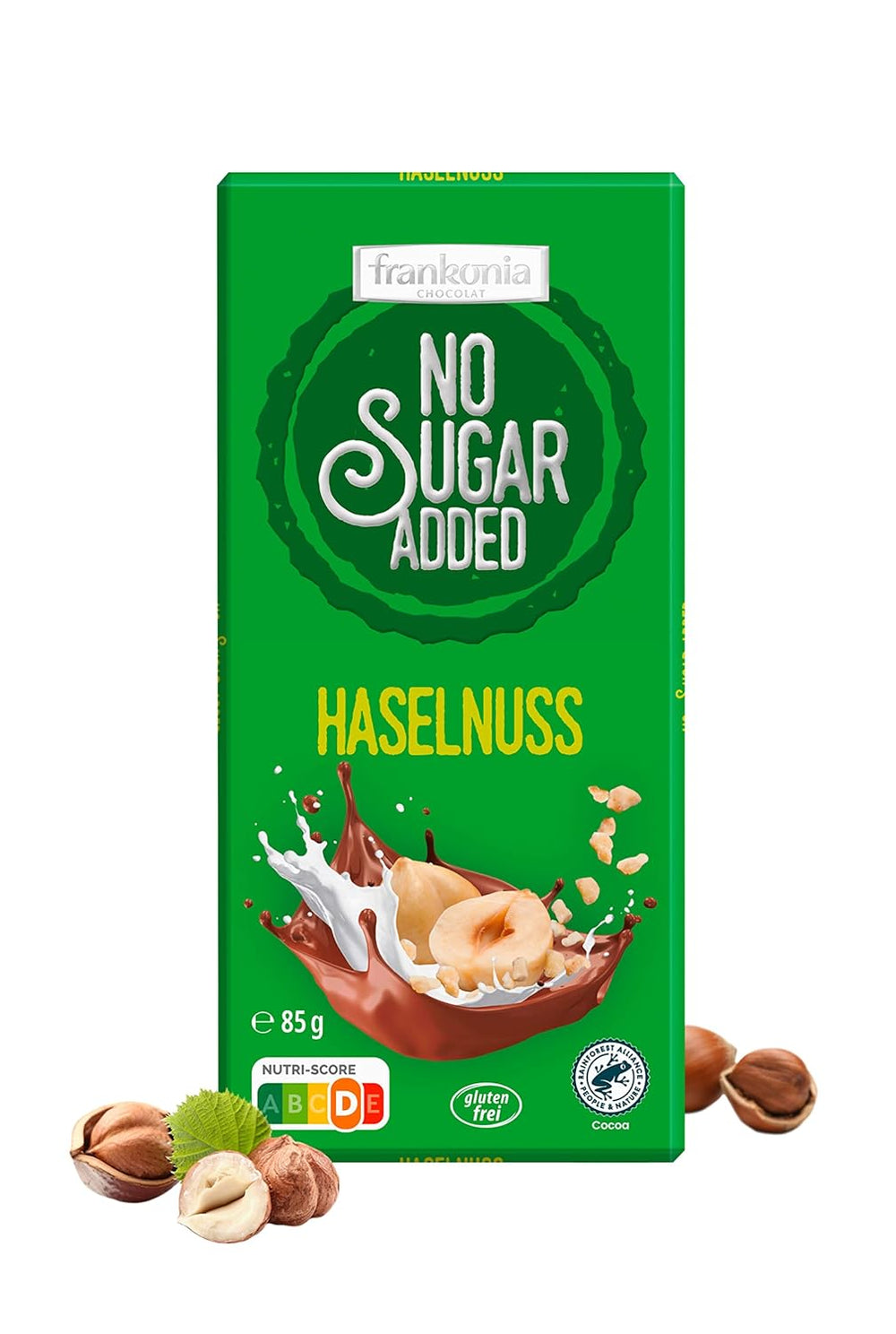 frankonia CIOCCOLATO SENZA ZUCCHERI AGGIUNTI Cioccolato con nocciole, senza glutine, 85 g