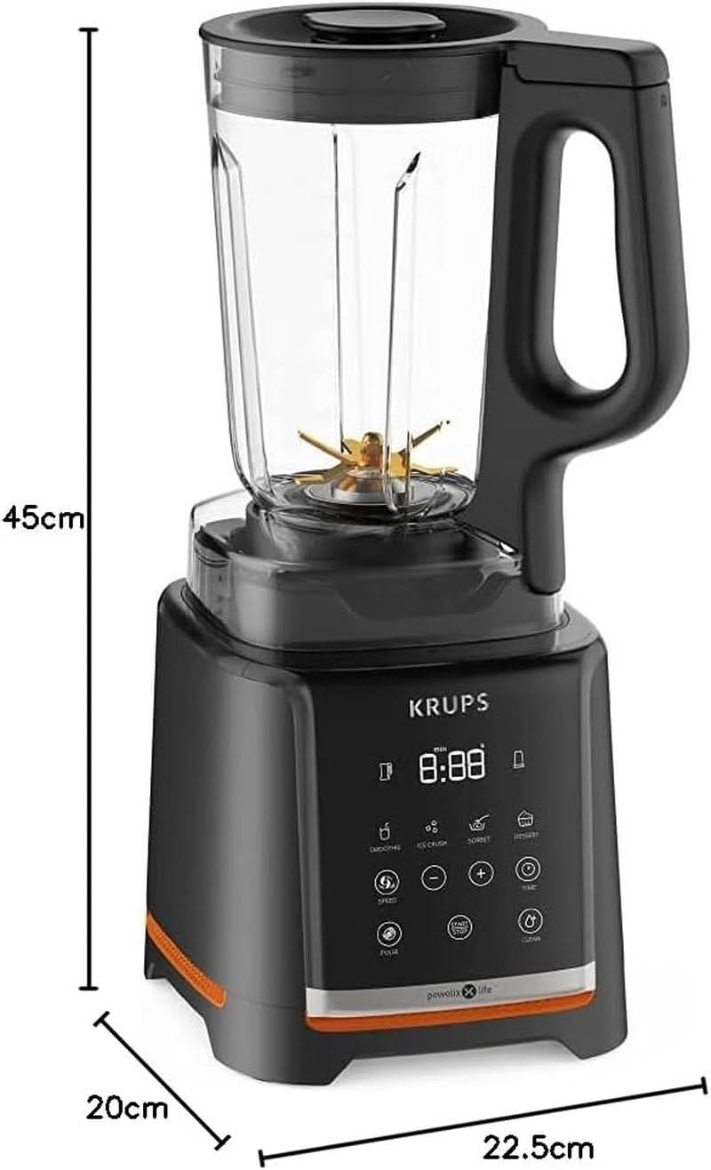 Krups Highspeed - Robot da cucina Infinymix KB9158 | 1600 W| 5 programmi automatici + impostazione manuale | Tritanbehälter | incl. Furto di nuovo | Frullati, frullati, ghiaccio tritato | Schwarz Kitchen Naty Shop