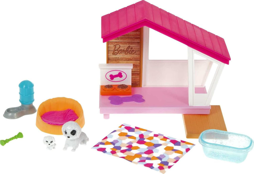 Barbie GRG78 - Mini Playset cu 2 câini, căsuță pentru câini și accesorii, cadou pentru copii de la 3 la 7 ani Papusi Naty Shop Titlu implicit