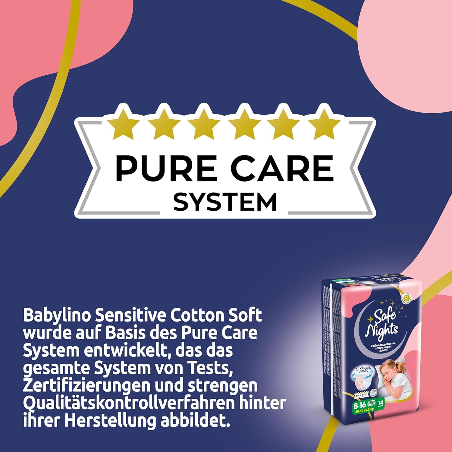 Safe Nights Girl, Indumenti da notte assorbenti per ragazze 8-16 anni (30-50 kg), confezione da 14