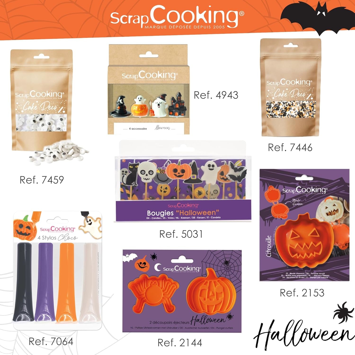 ScrapCooking – Modello decorato in legno con mostra di Halloween – con 1 torta di keksaus e würfelausstecher con 5 gesti erhabenen ingravierten – 5298
